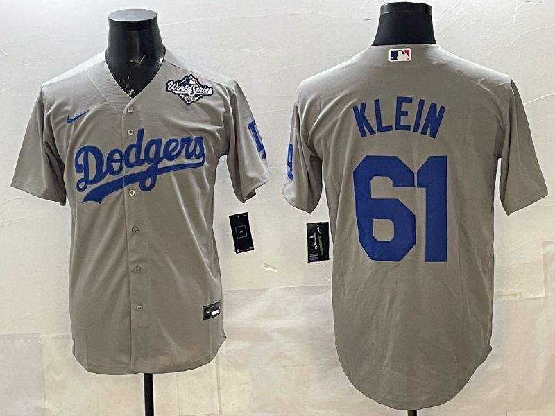 Men 2025 Nike Los Angeles Dodgers #61 Klein Grey Game MLB Jersey 012->los angeles dodgers->MLB Jersey
